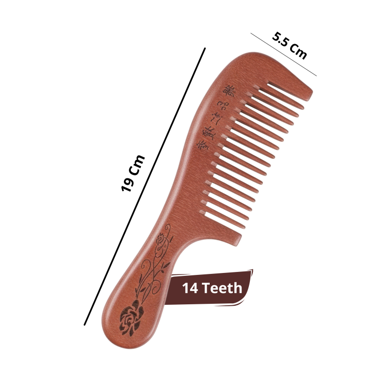 Premium Quality Sandalwood Carved Comb - 14 Teeth