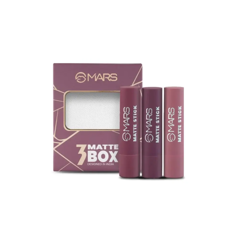 Mars Cosmetics Matte Box Set of 3 Lipsticks #03 Plum 20gm