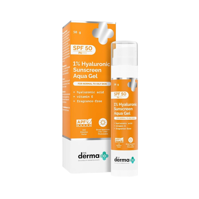 The Derma Co 1% Hyaluronic Sunscreen Aqua Gel SPF 50 PA++++ 50gm