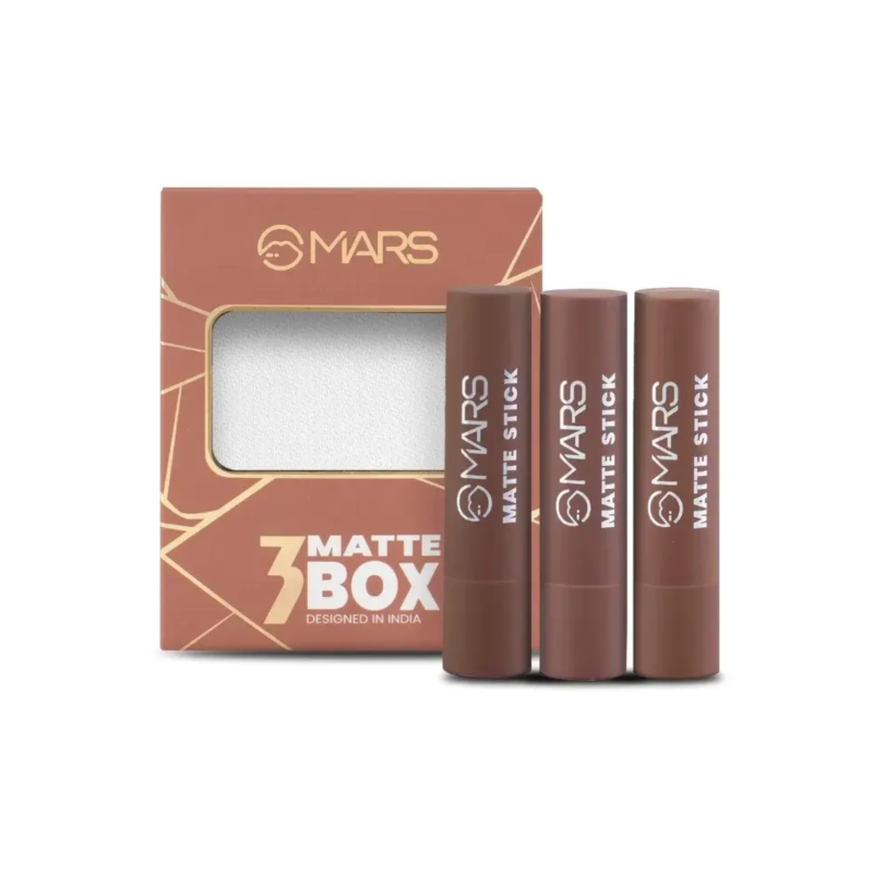 Mars Cosmetics Matte Box Set of 3 Lipsticks #04 Brown 20gm