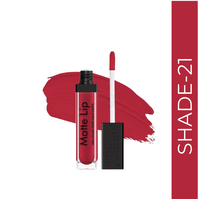 Swiss Beauty Ultra Smooth Matte Lip Liquid Lipstick #21 Valentine Red (6ml)