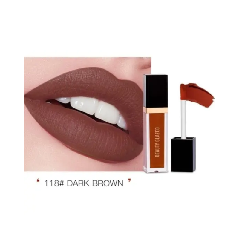 Beauty Glazed Matte Liquid Lipstick #118 Dark Brown 2.8gm