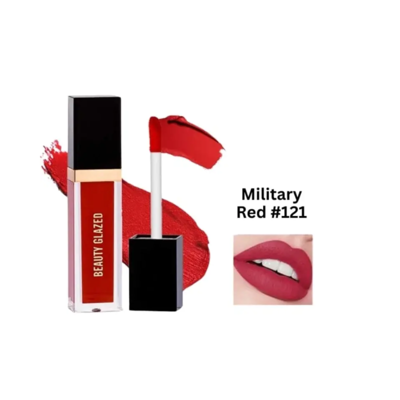 Beauty Glazed Matte Liquid Lipstick #121 Military Red 2.8gm